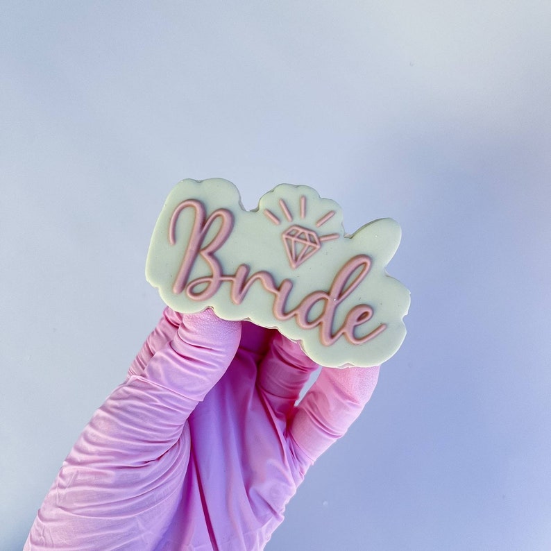 Bride lettering Stamp & Cutter Embosser Stamp Fondant Stamp Wedding Cookie Cutter image 1