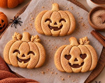 Tagliabiscotti a forma di zucca | Strumento per tagliare e imprimere biscotti Linzer con ripieno visibile