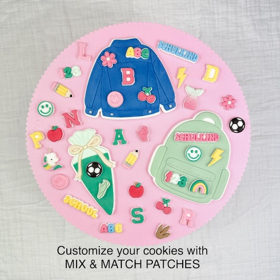 Mix & Match Cookie Cutter+ Stamp Set für die Einschulung – Das Innovative Cookie-Set mit Patch-Feeling
