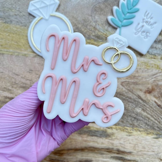 Mr And Mrs Wedding Cookie Cutter & Stamp Set - 2 Piece Polymer Clay Tools