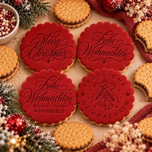 Merry Christmas Cookie Cutter + Stamp M&S Cutter | Elegant Christmas Lettering for No Bake Cookie Decorating