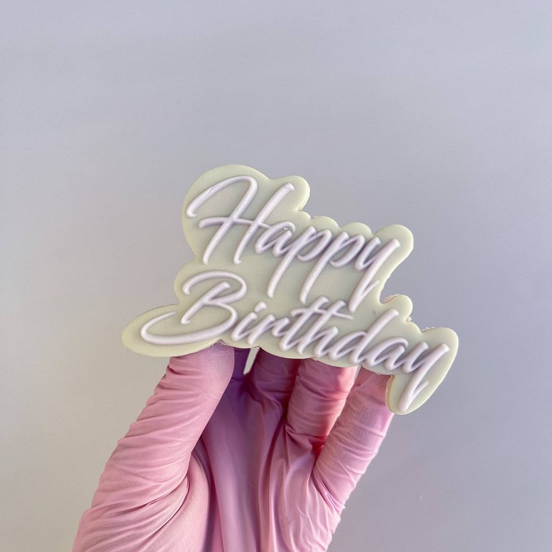 Happy Birthday Stamp & Cutter Embosser Stamp Fondant Stamp Cookie Cutter image 1