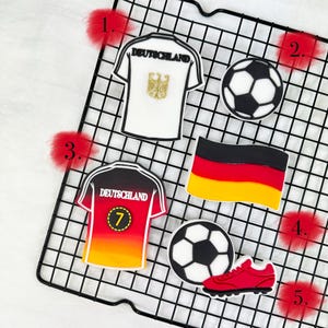 Tagliabiscotti da calcio della Germania - Set di 5 timbri in pasta di zucchero per feste di compleanno e Coppa Europa