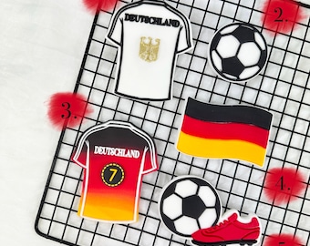 Germany Soccer Football Cookie Cutters – 5 Piece Fondant Stamp Set for Euro Cup & Birthday Parties