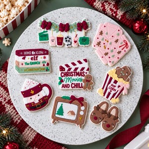 Holiday Movie Night Cookie Cutter & Embosser | Cozy Christmas Designs for Fondant Cookie Decorating