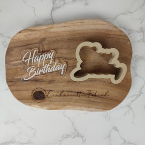 Happy Birthday Stamp & Cutter Embosser Stamp Fondant Stamp Cookie Cutter image 2