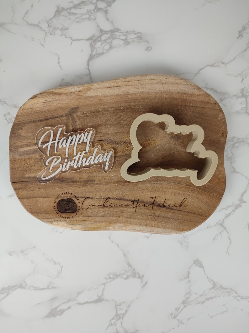 Happy Birthday Stamp & Cutter Embosser Stamp Fondant Stamp Cookie Cutter image 2