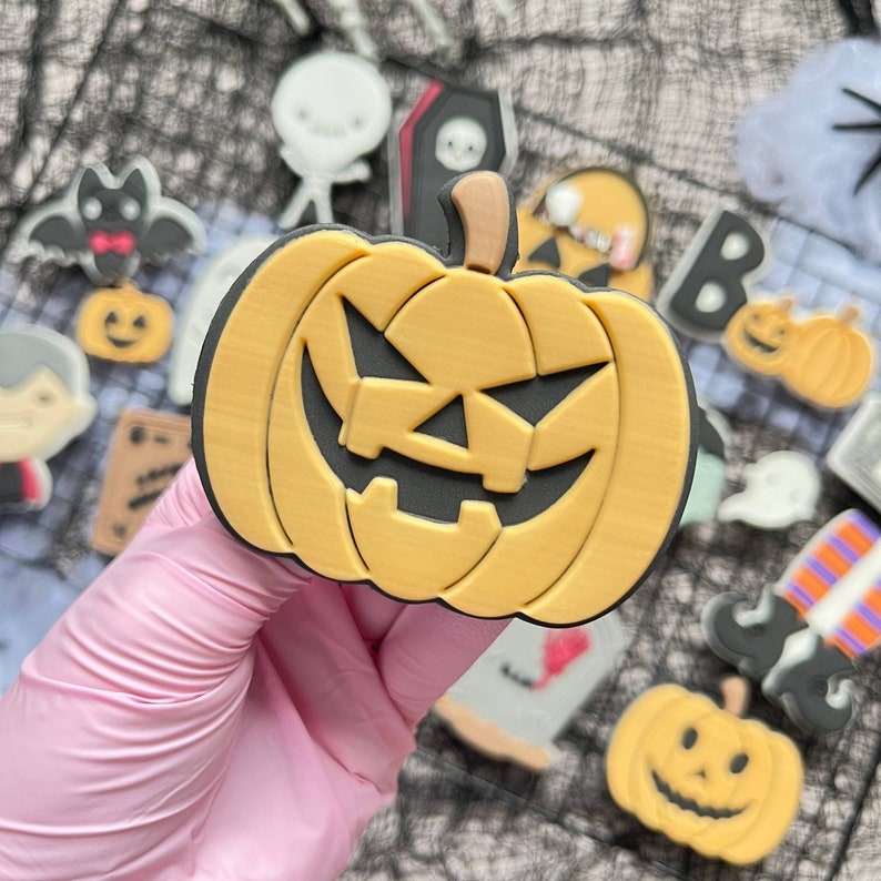 Spooky Pumpkin 1 Halloween Fondant Embosser Cookie Stamp image 1