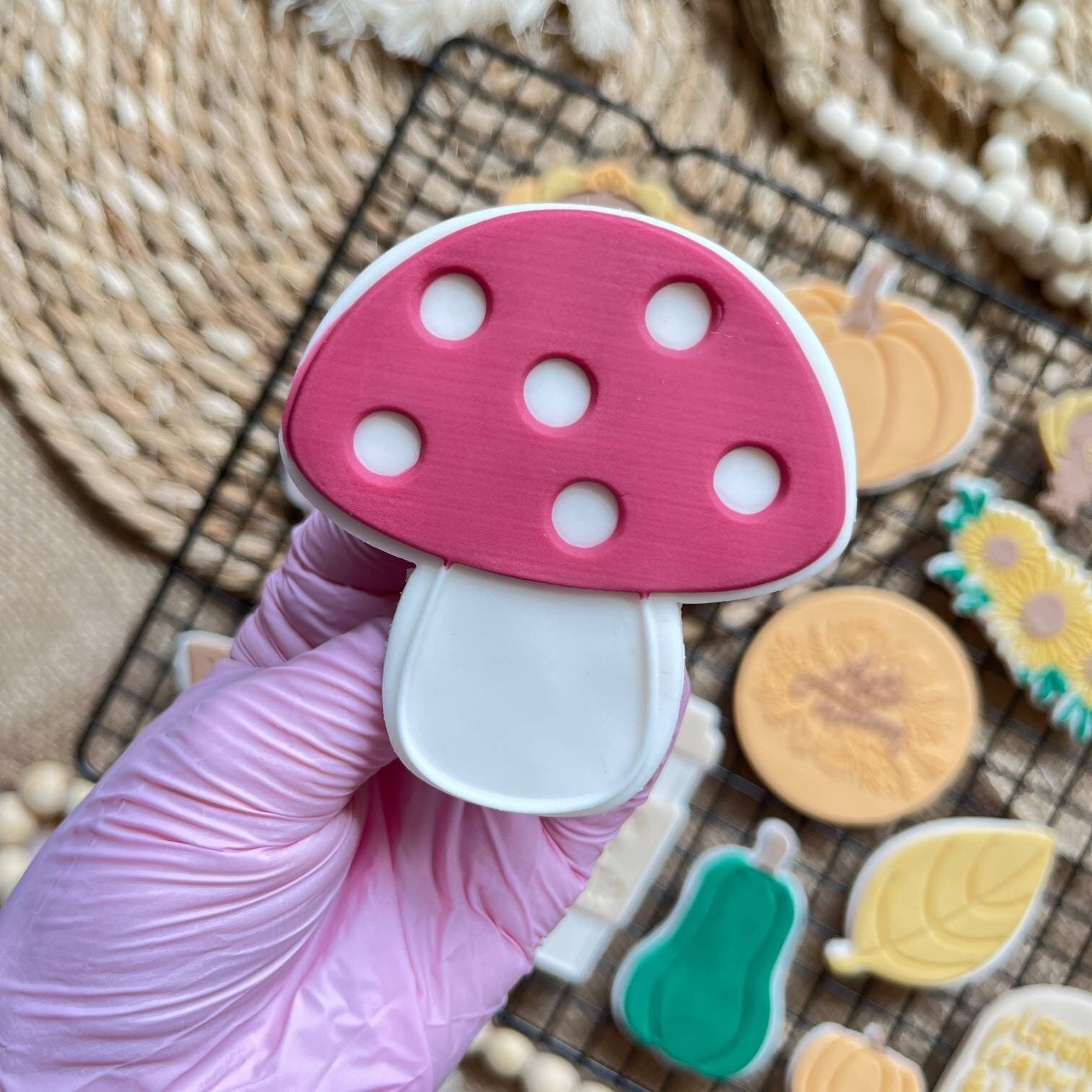 Fall Mushroom Fondant Embosser Cookie Stamp 