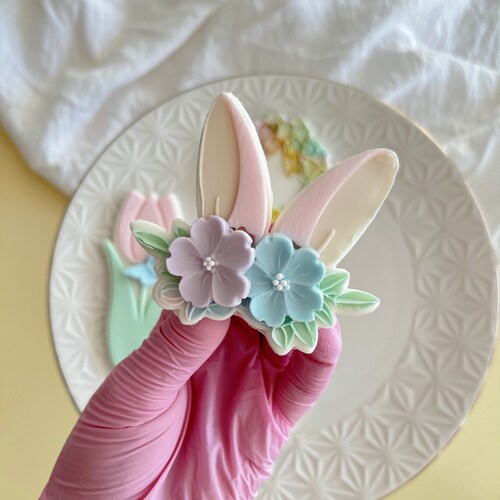 Bunny Ears Floral Fondant Embosser Cookie Stamp Cookie Cutter Etsy