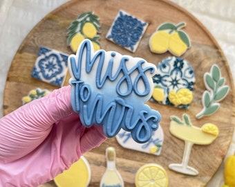 Miss to Mrs Lettering Cookie Cutter Embosser Stamp Wedding Amalfi Coast