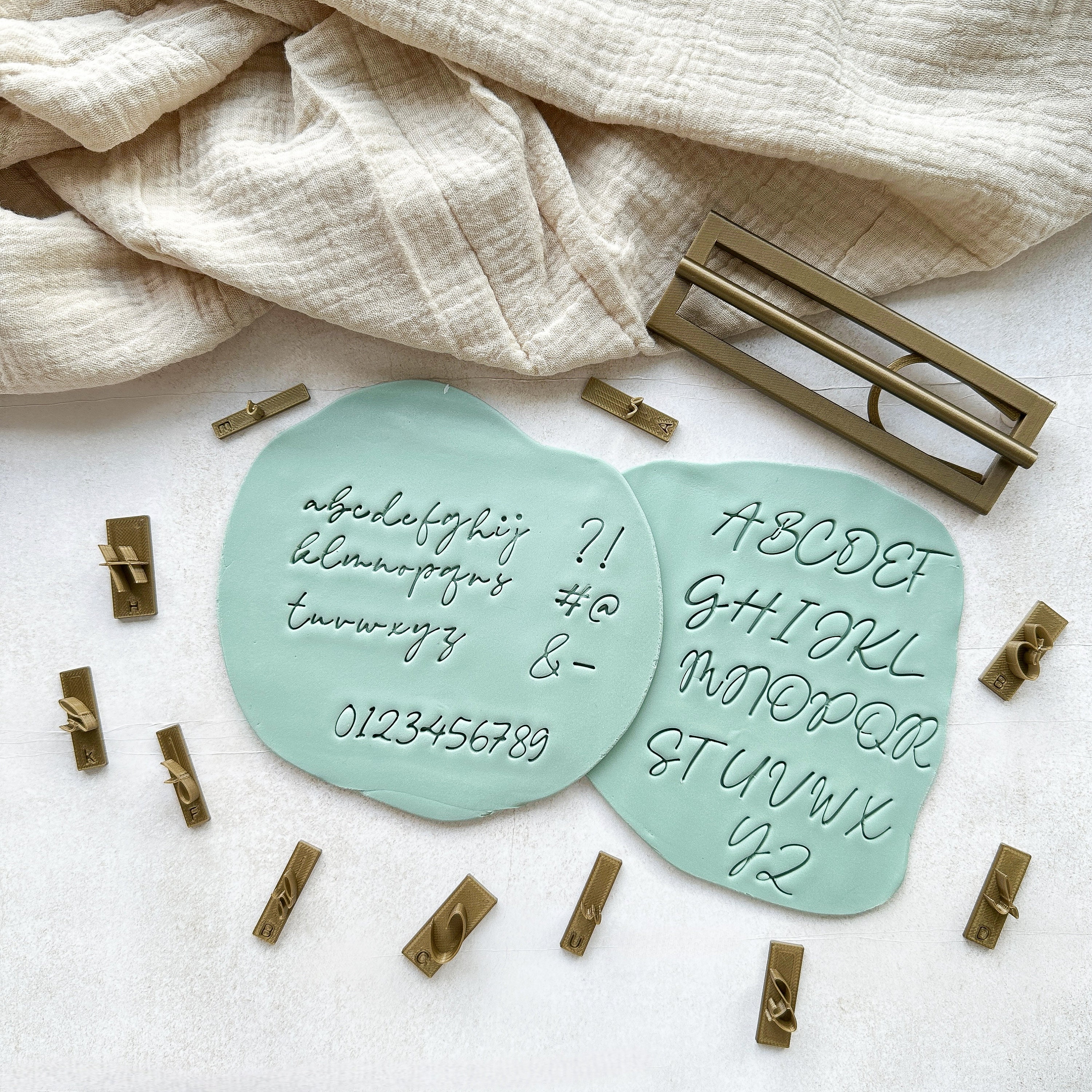 Signature Font Set Alphabet Cookie Stamp Kit with Box Font Stamp