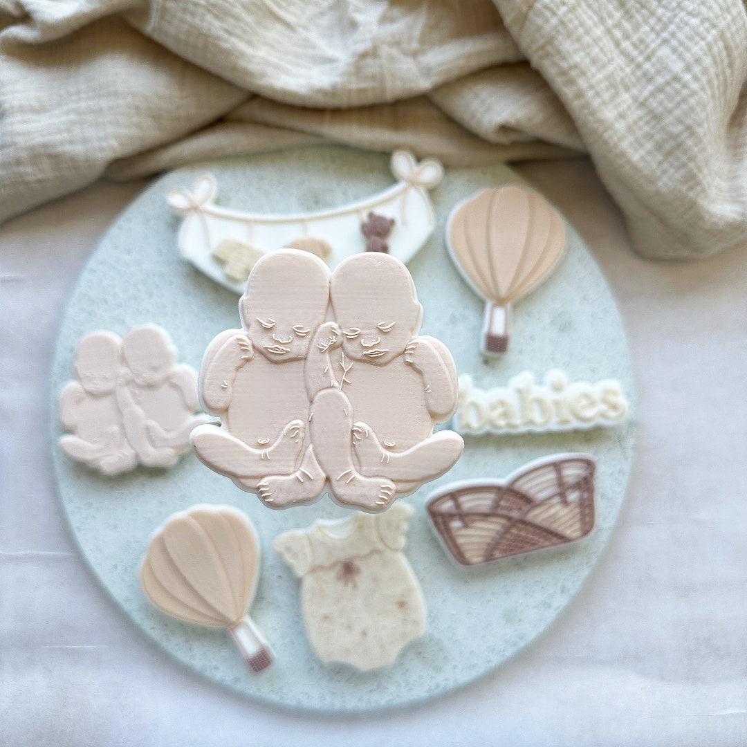 Natural Baby Twins Stamp Embosser Stamp and Cookie Cutter Baby Shower ...