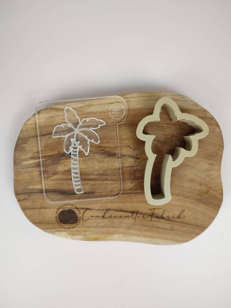 Palm tree cookie stamp with cookie cutter Cookie Cutter Biscuit Stamp image 2