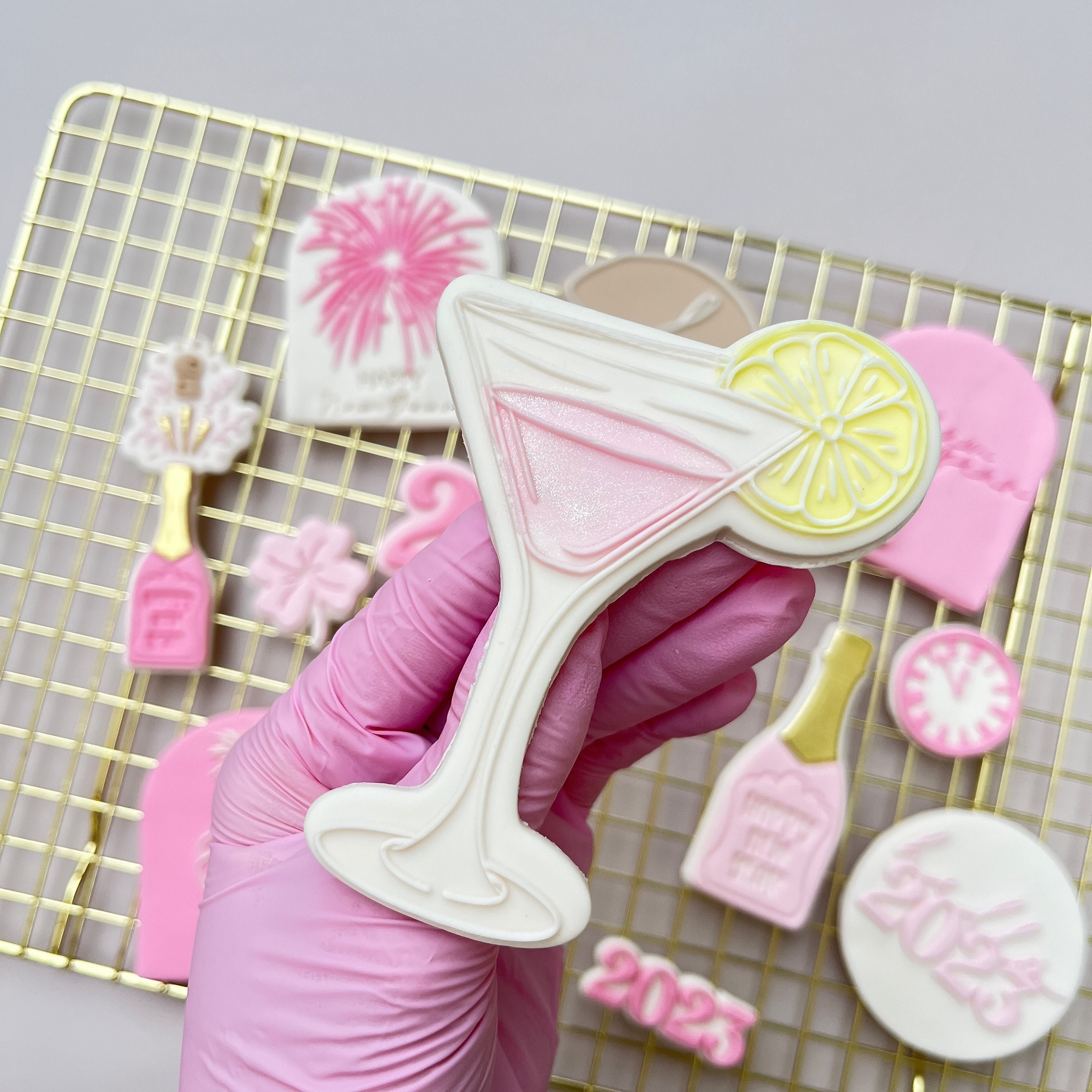 Magarita Cocktail Pop Up Embosser Cookie Stamp with matching Cookie Cutter