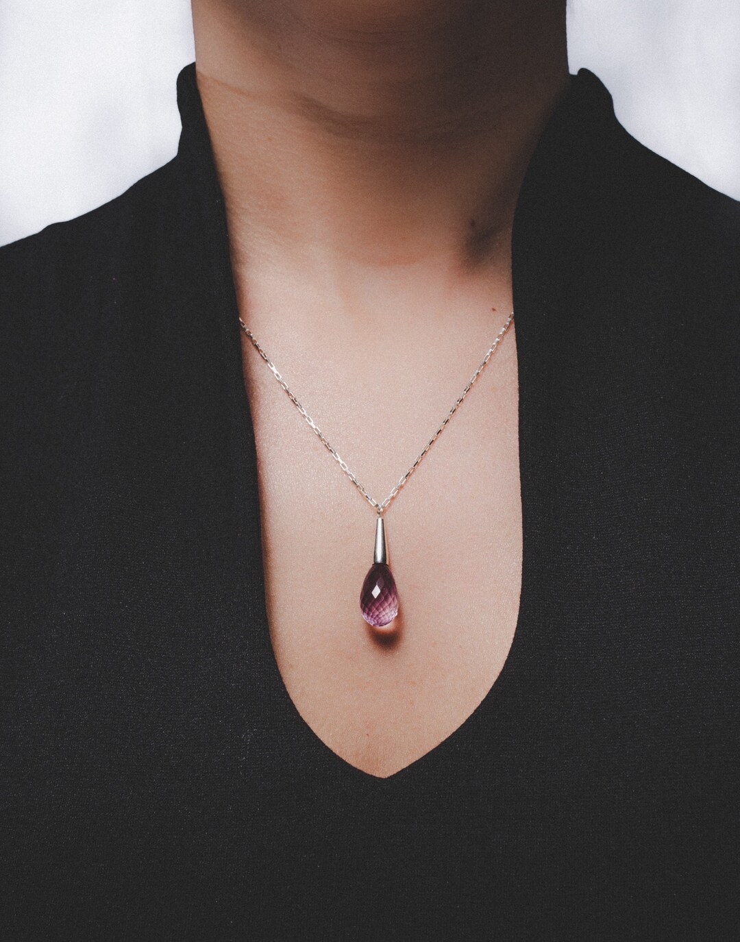 Amethyst Drop Necklace - Etsy