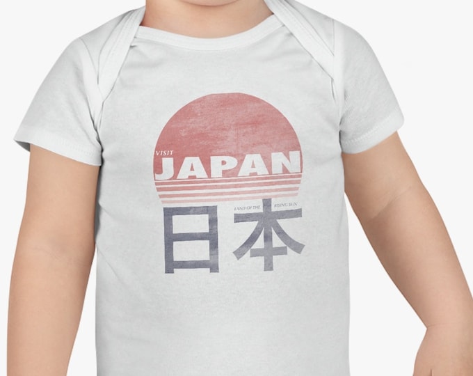 Infant Visit Japan Short Sleeve Onesie® | Baby Japanese White One-piece | Multiple Toddler Sizes