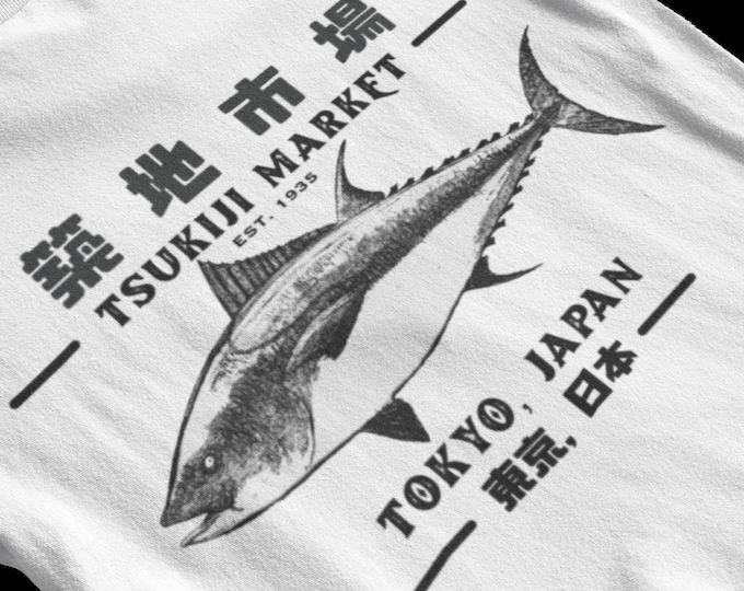 Japanese Tsukiji Market Minimalist Tuna Street Wear Shirt for Men and Women