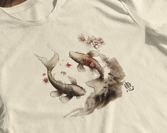 Japanese Koi Streetwear Tee | Nishikigoi Japanese Unisex Shirt  | Garden Koi T-Shirt of Japan