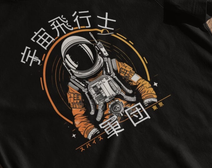 Japanese Astronaut Corps Tee | Kanji Street Wear Shirt | Unisex Graphic T-Shirt Design for Men or Women | Space Exploration Nasa Japan