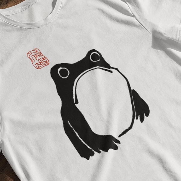 Japanisches unglückliches Frosch-Kunst-T-Stück, Matsumoto Hoji-Malerei-Grafik-T-Shirt für Männer und Frauen