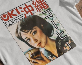 Japanese Vintage Okinawa Coffee Tee | Kanji Retro Street Wear Shirt | Unisex Graphic T-Shirt Design for Men & Women | Japan Cafe Shirt
