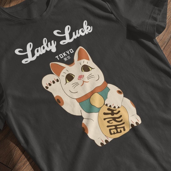 Japanse Lady Luck Maneki Neko Cat Shirt, Grafische Street Wear Kleding T-shirt voor mannen en vrouwen, Perfect cadeau voor fans van Japan