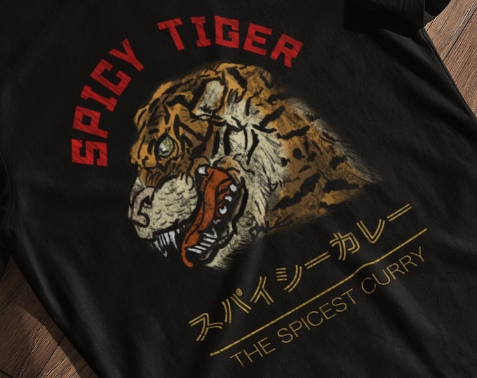Japanese Spicy Tiger Curry Street Wear Tokyo T-Shirt, Graphic Tee for Men and Women. Gift or Souvenir for food of Japan