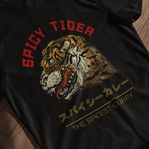 Japanese Spicy Tiger Curry Street Wear Tokyo T-Shirt, Graphic Tee for Men and Women. Gift or Souvenir for food of Japan