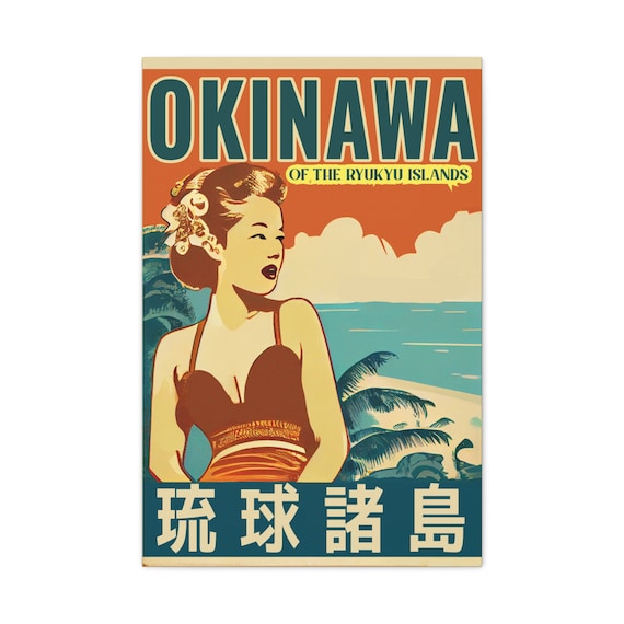 Okinawa Travel Canvas | Vintage Japanese Beach Poster Art - Etsy