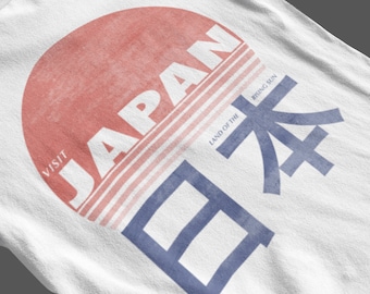 Visit Japan Washed Out T-Shirt, Japanese  Vintage Street Wear Grungy Tee for Men and Women