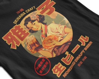 Noriko Draft Beer Vintage Graphic Tee, Okinawa old school pin-up unisex T-Shirt , Christmas Gift for those who travel and love Japan.
