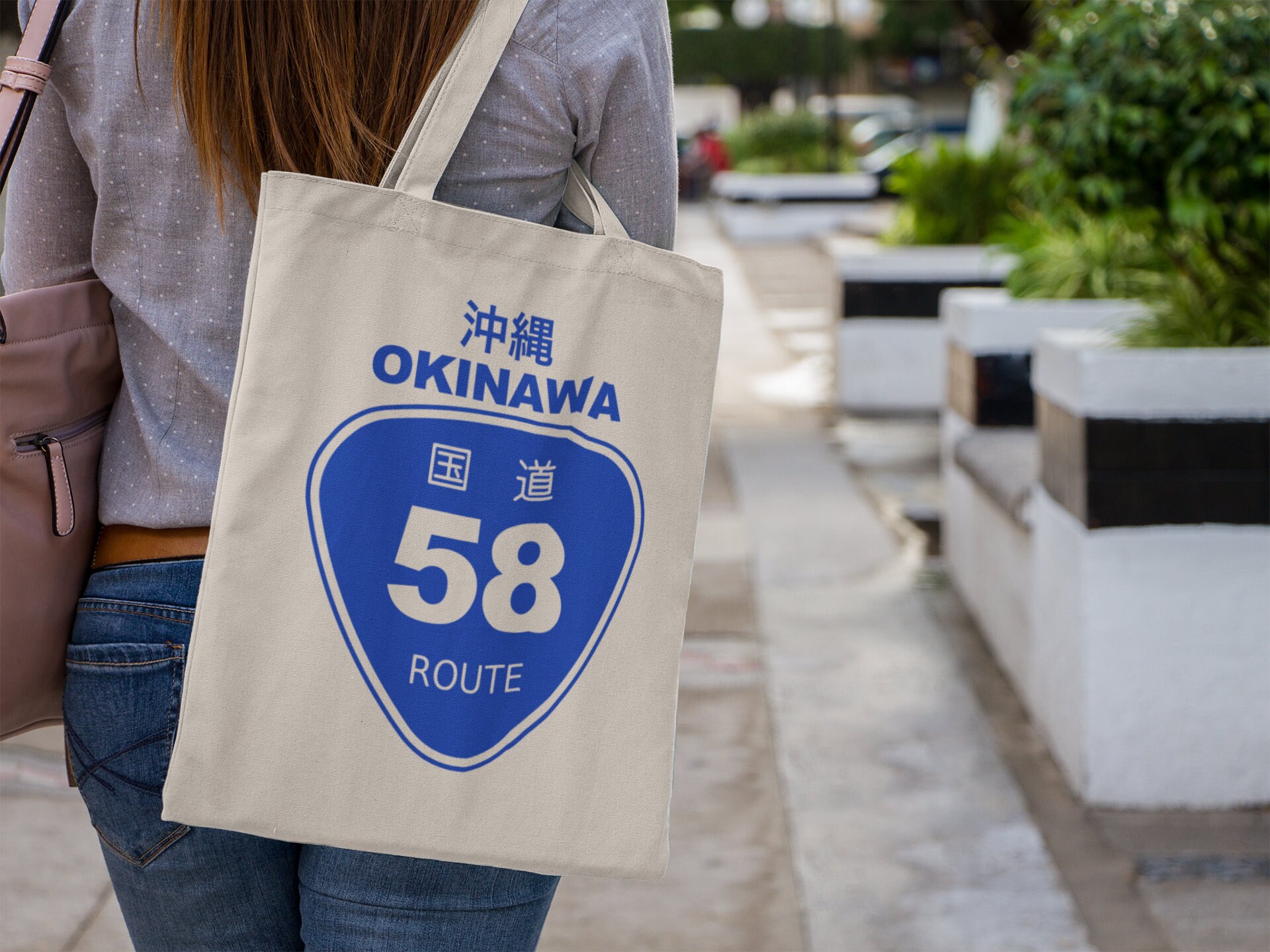 Okinawa Route 58 Japan Travel Tote Bag Japanese Convenient 