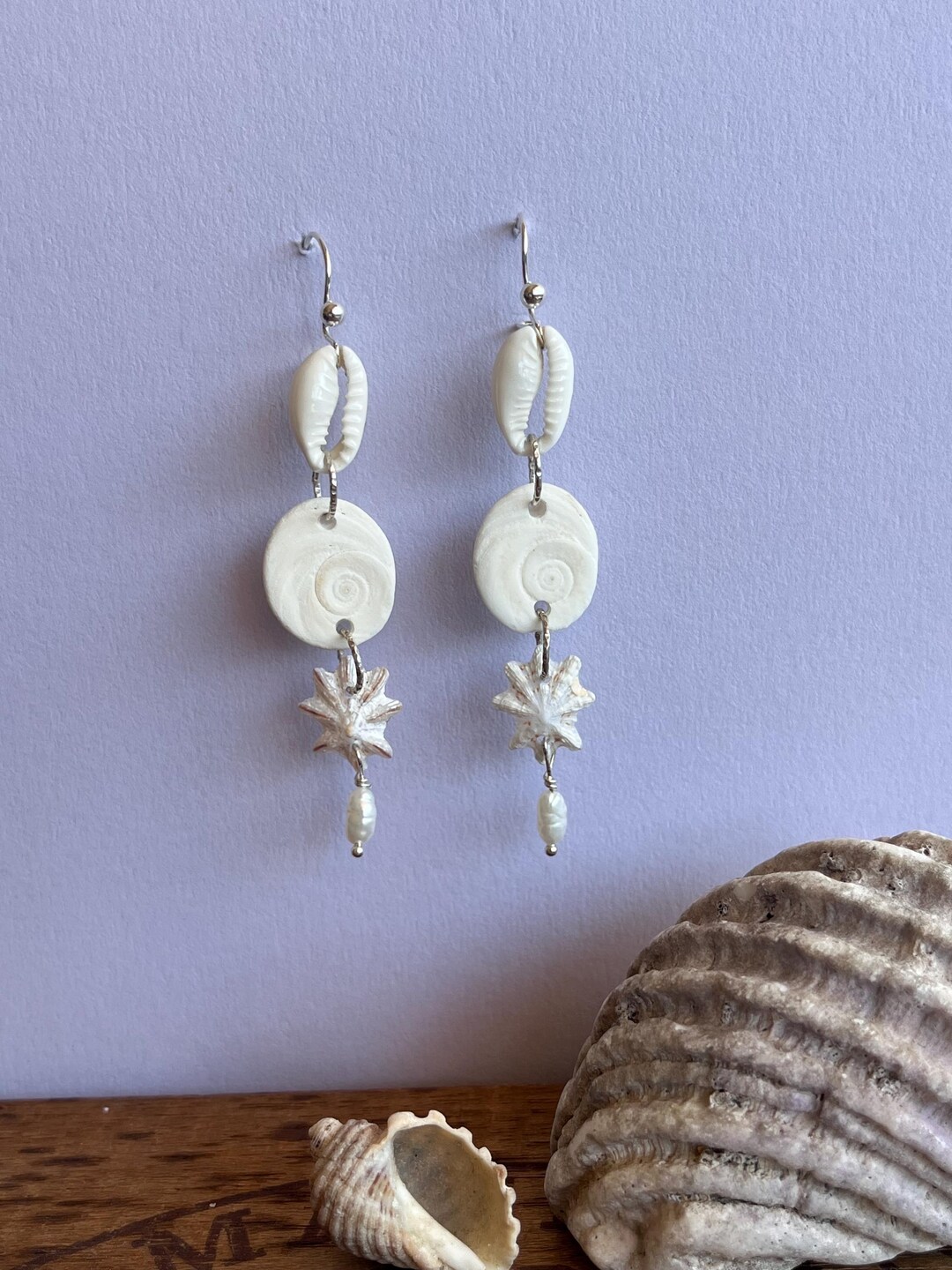 Fallen Stars, Sea Shell and Pearl Cascading Earrings #3 - Etsy