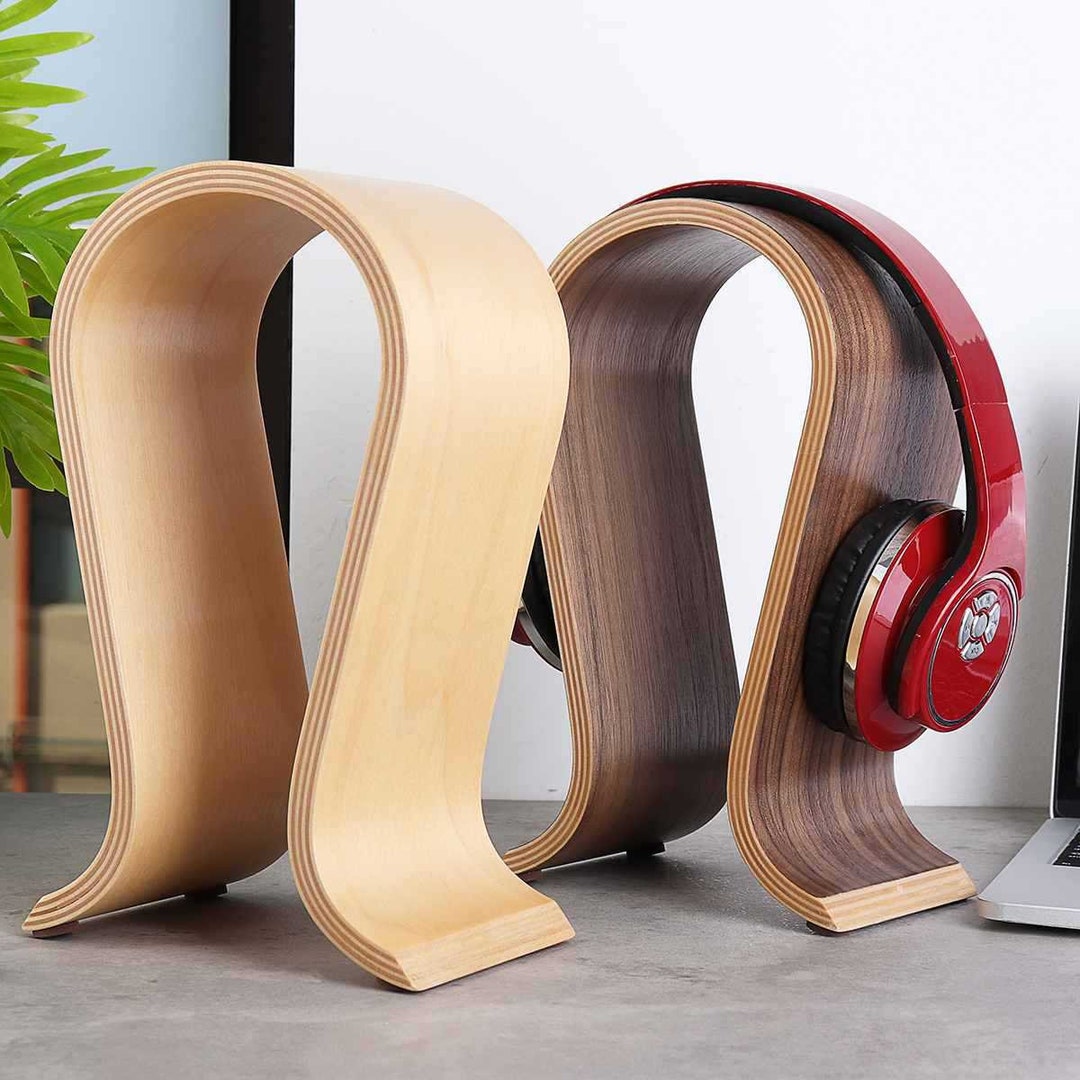 Headphone Stand Curved Headphone Holder Wooden Headphone Head Etsy
