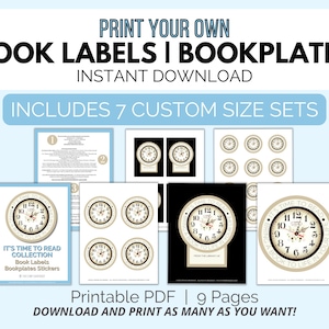 Printable Bookplate Stickers & Book Labels • Print Your Own Custom Bookplates: It’s Time To Read Collection • Minimalist Printable • SL
