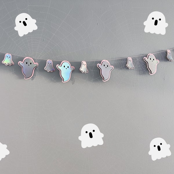 Holographic Ghost Banner: Handmade Halloween Party Decorations