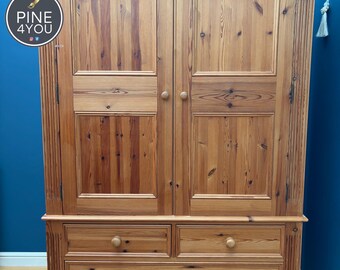 Handsome Solid Pine Linen Press / Wardrobe