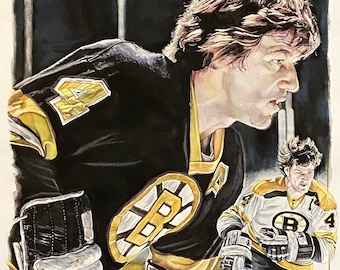 Bobby Orr // Boston Bruins // Hockey // NHL // Watercolour Painting Number 4