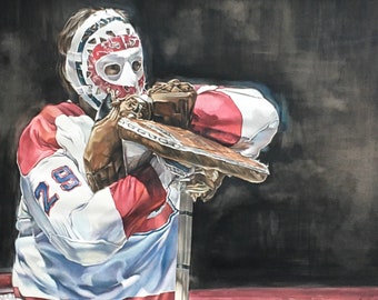 Fear the mask //Montreal Canadiens// watercolour painting//prints// Ken Dryden// sports paintings