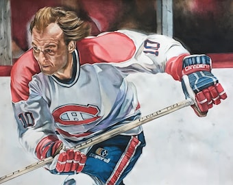 Guy Lafleur // Montreal Canadiens // Hockey // NHL // Watercolour Painting Le Demon Blonde