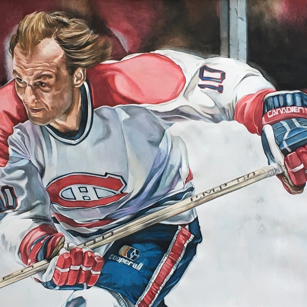 Guy Lafleur // Montreal Canadiens // Hockey // NHL // Watercolour Painting// sports// prints// hockey players// art// gicglee