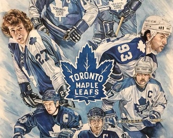 The Captains of the Blue and White// watercolour painting// Toronto Maple Leafs // sports // hockey// prints