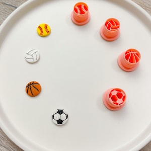 Sports Stud Clay Cutter ~ Baseball Softball Basketball Volleyball Soccer Clay Cutters ~ Polymer Clay Cutter