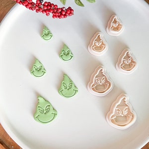 Grinch No Hat Christmas Clay Cutter ~ Polymer Clay Cutter ~ Stud Size Clay Cutter