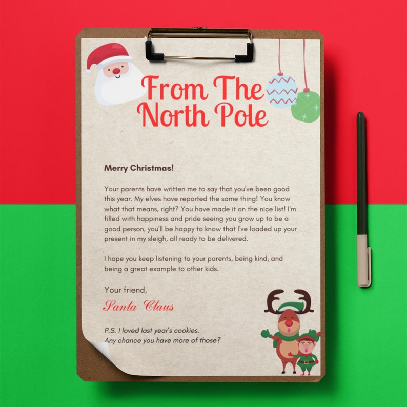 Letter From Santa Official Greeting Letter From the North Pole Template Letter From Santa Official Greeting Letter From the North Pole Template