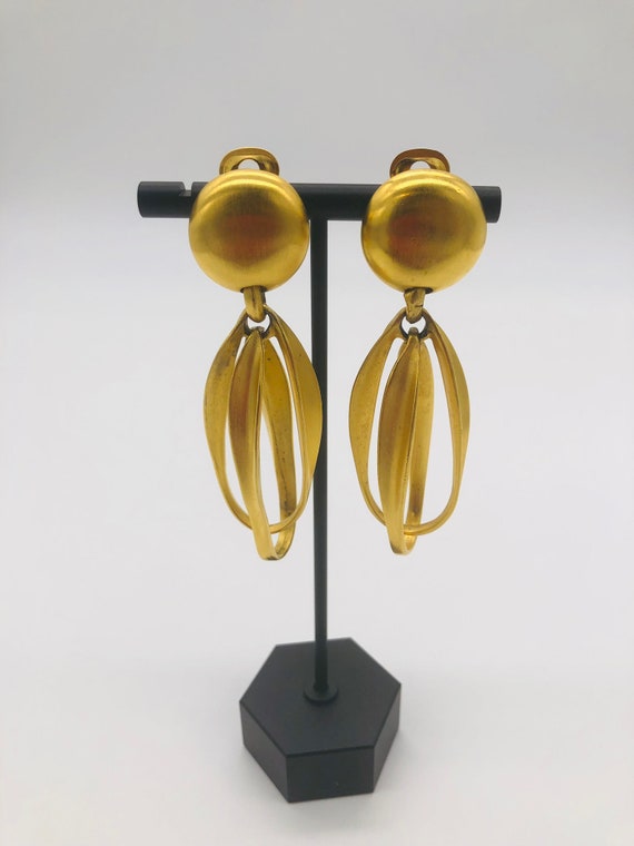 Vintage Clara Studio Dangling Gold Earrings - image 1