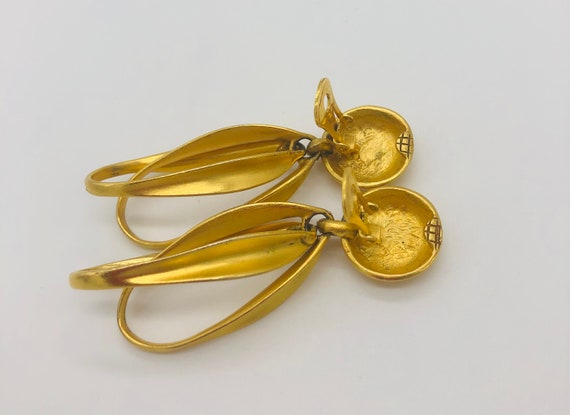 Vintage Clara Studio Dangling Gold Earrings - image 5