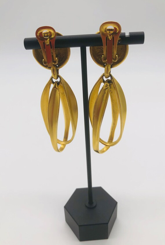 Vintage Clara Studio Dangling Gold Earrings - image 3