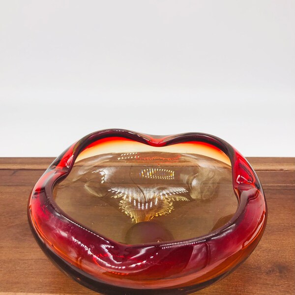 Vintage Murano Amberina Free Form Bowl